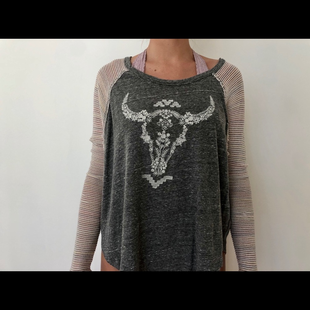 free people embroidered bull head long sleeve